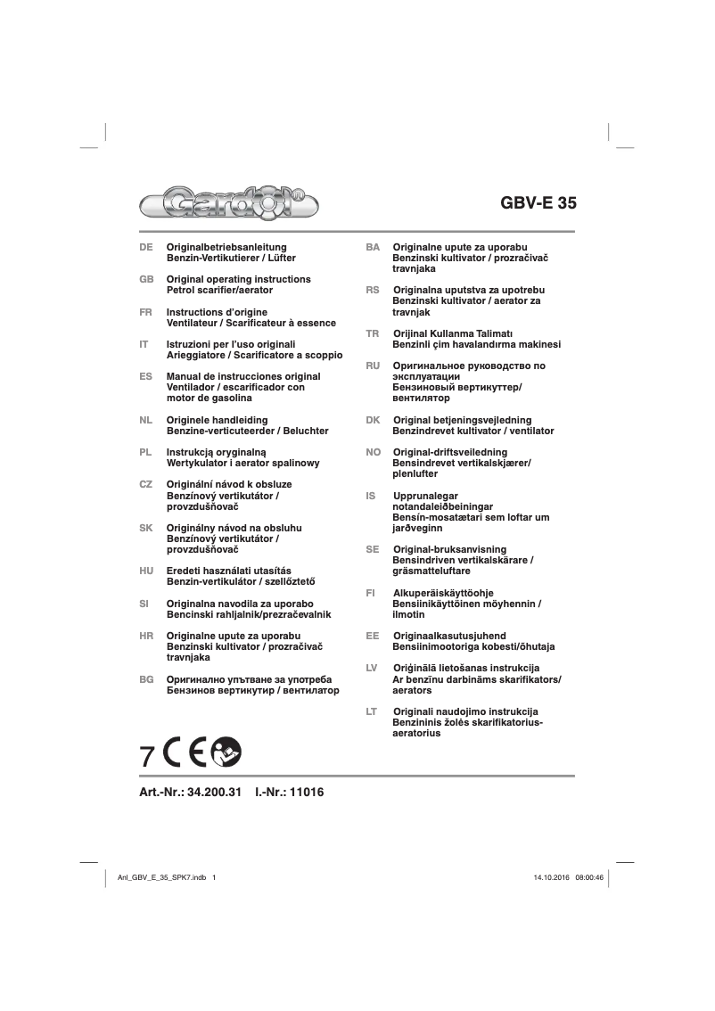 Página 1 del manual Manual de usuario Gardol GBV-E 35