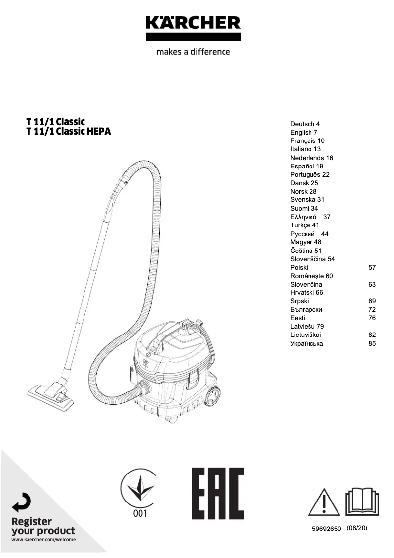 Página 1 del manual Manual de usuario Kärcher T 11/1 Classic