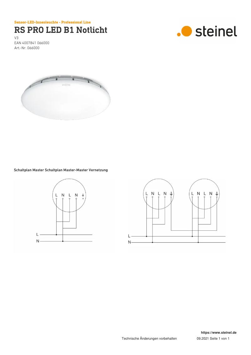 Imagen de la primera página del manual del dispositivo RS PRO B1 Notlicht S