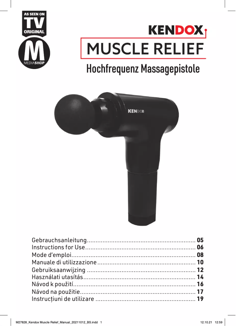 Imagen de la primera página del manual del dispositivo Muscle Relief
