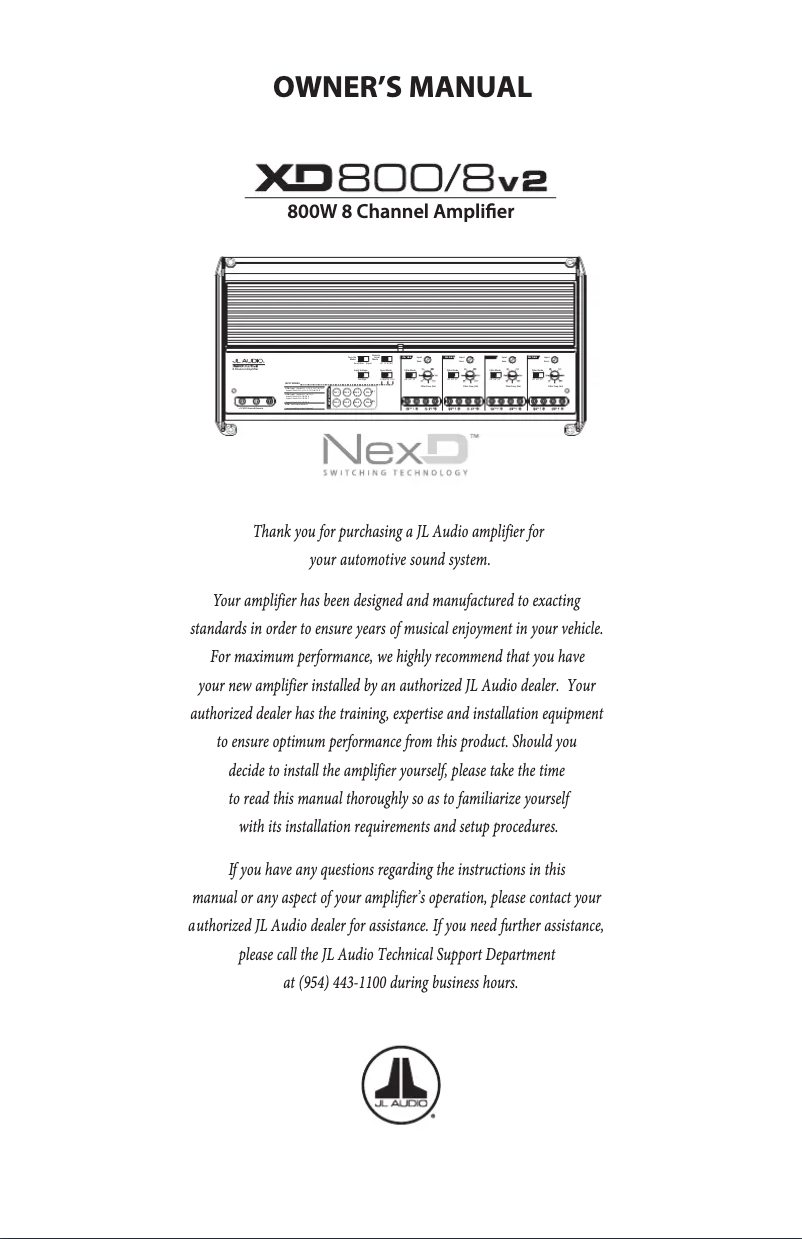 Página nº 1 - Manual de usuario JL Audio XD800/8v2