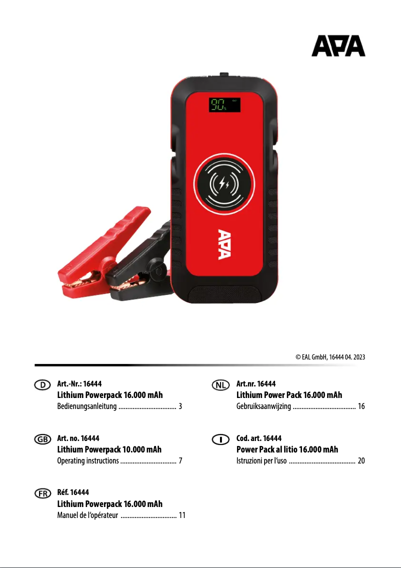 Imagen de la primera página del manual del dispositivo 16444