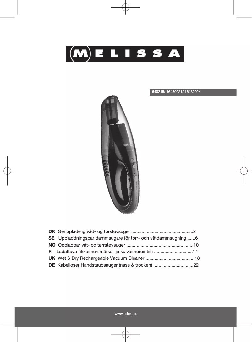 Página 1 del manual Manual de usuario Melissa 16430024