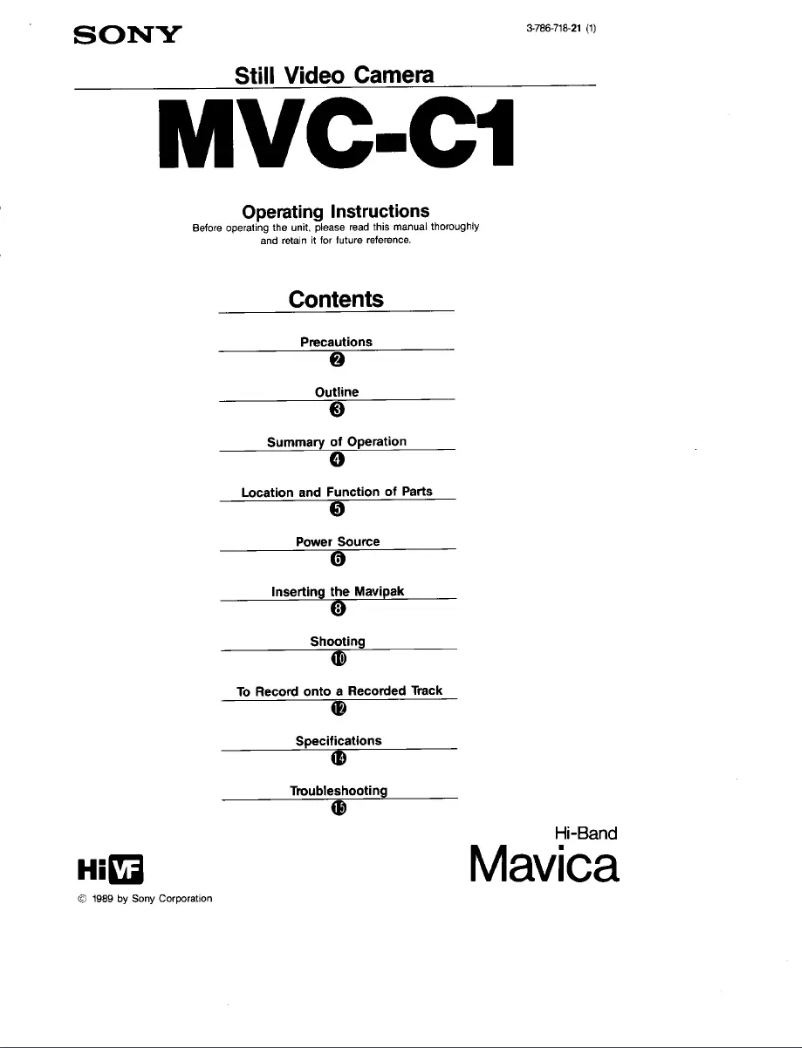 Imagen de la primera página del manual del dispositivo MVC-C1