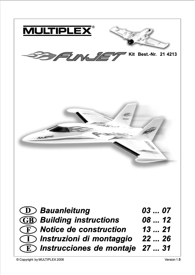 Imagen de la primera página del manual del dispositivo kit FunJet