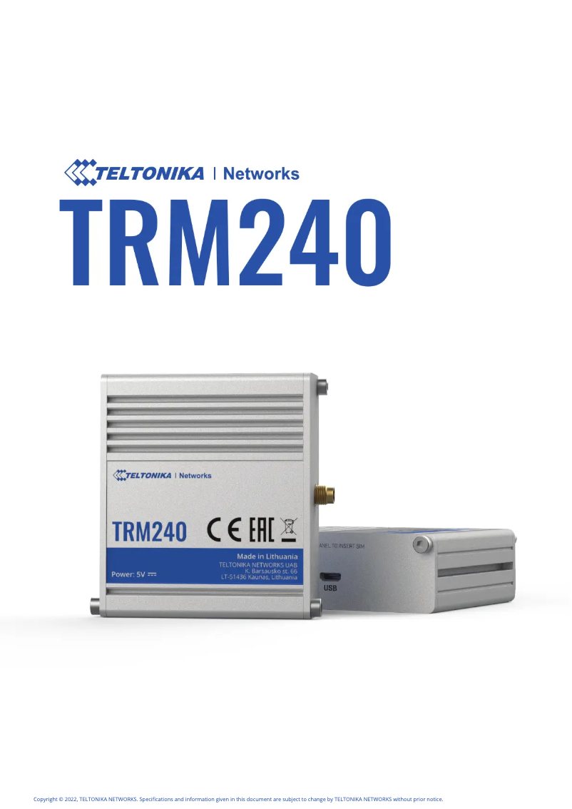 Imagen de la primera página del manual del dispositivo TRM240