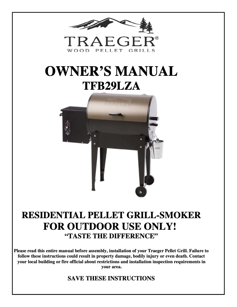 Página 1 del manual Manual de usuario Traeger TFB29LZA