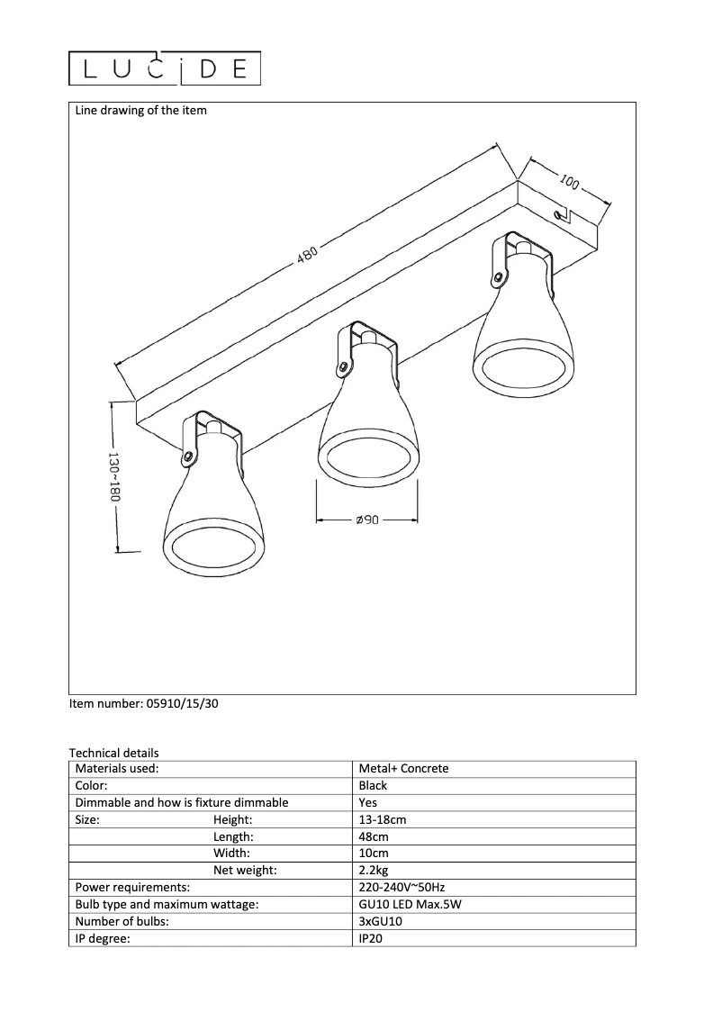 Página 1 del manual Manual de usuario Lucide Concri 05910/15/30