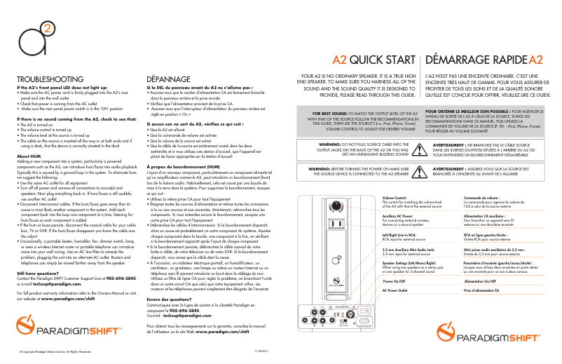 Página nº 1 - Guía de inicio rápido Paradigm Shift A2