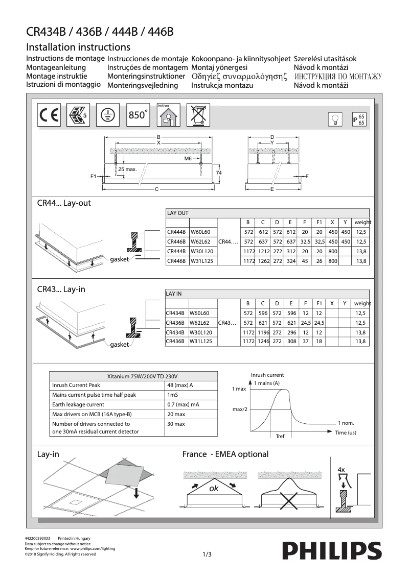 Imagen de la primera página del manual del dispositivo CR434B