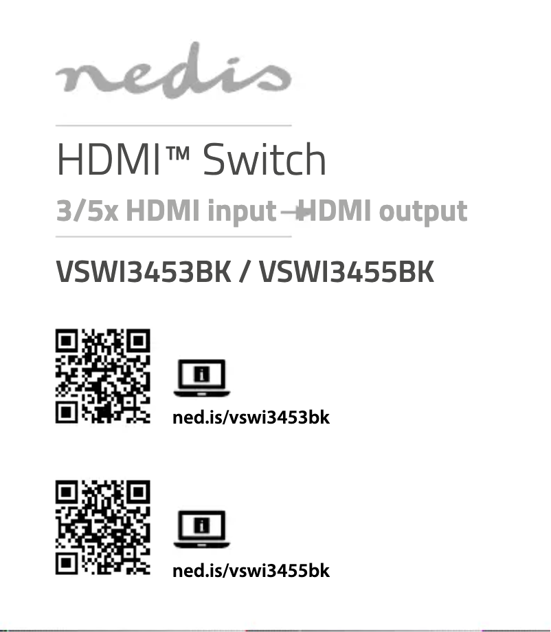 Página 1 del manual Manual de usuario Nedis VSWI3455BK