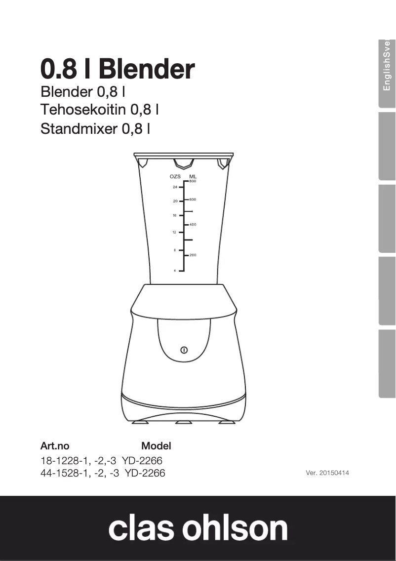 Página nº 1 - Manual de usuario Clas Ohlson YD-2266