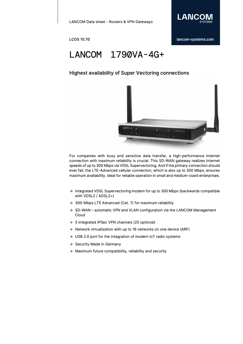Página 1 del manual Ficha técnica Lancom 1790VA-4G+