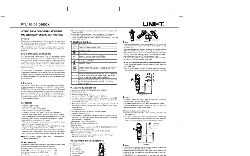 Página 1 del manual Manual de usuario Uni-T UT202F