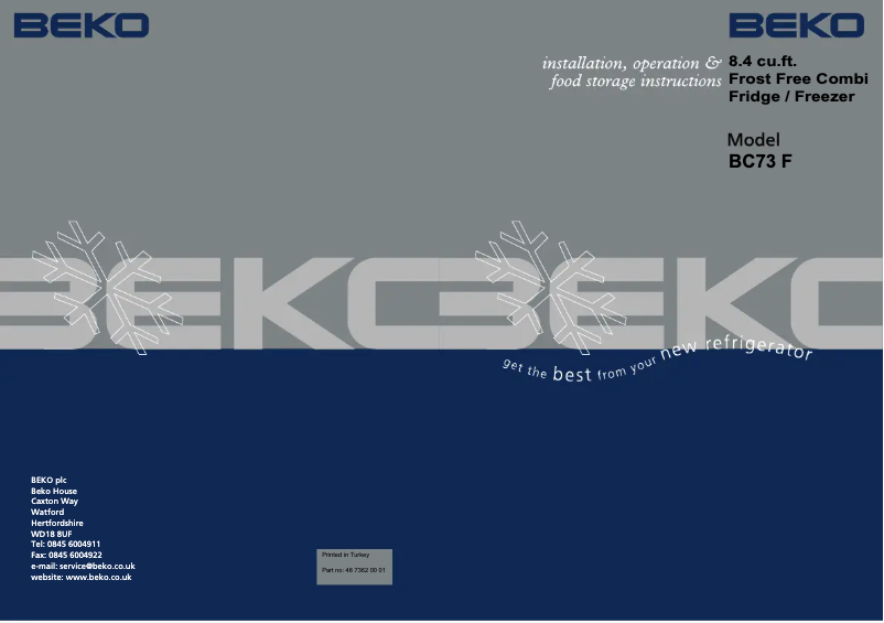 Imagen de la primera página del manual del dispositivo BC 73 F