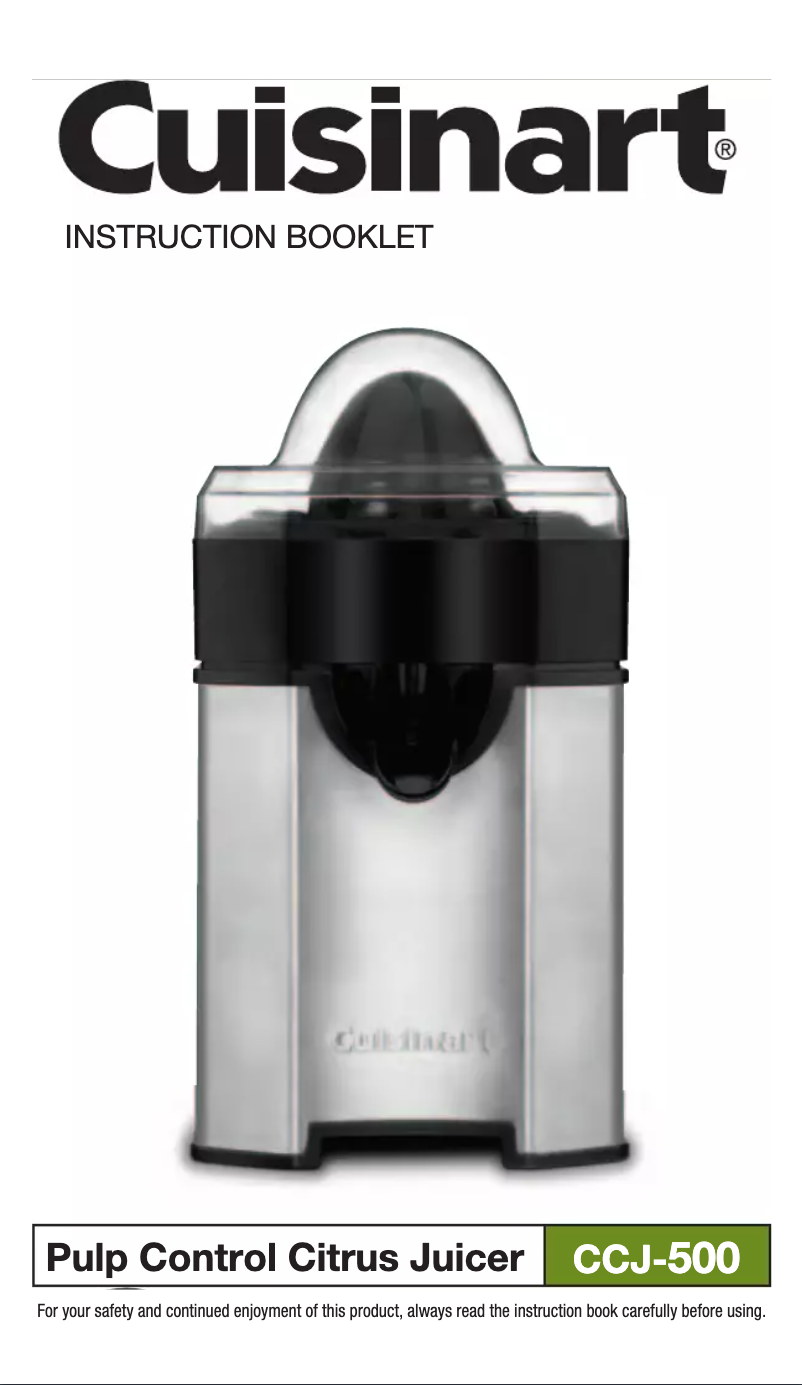 Imagen de la primera página del manual del dispositivo Pulp Control Citrus CCJ-500