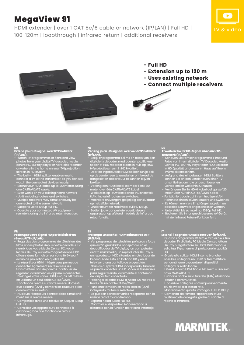 Página nº 1 - Ficha técnica Marmitek MegaView 91