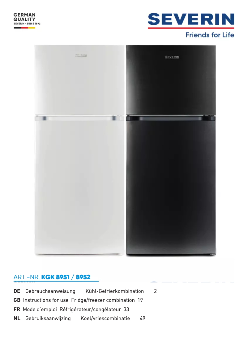 Imagen de la primera página del manual del dispositivo KGK 8952