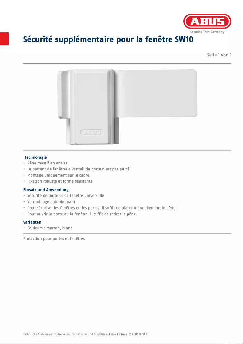 Imagen de la primera página del manual del dispositivo SW10