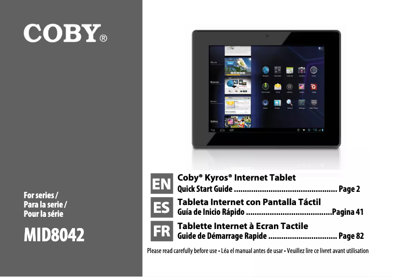 Página 1 del manual Manual de usuario Coby Kyros MID8042