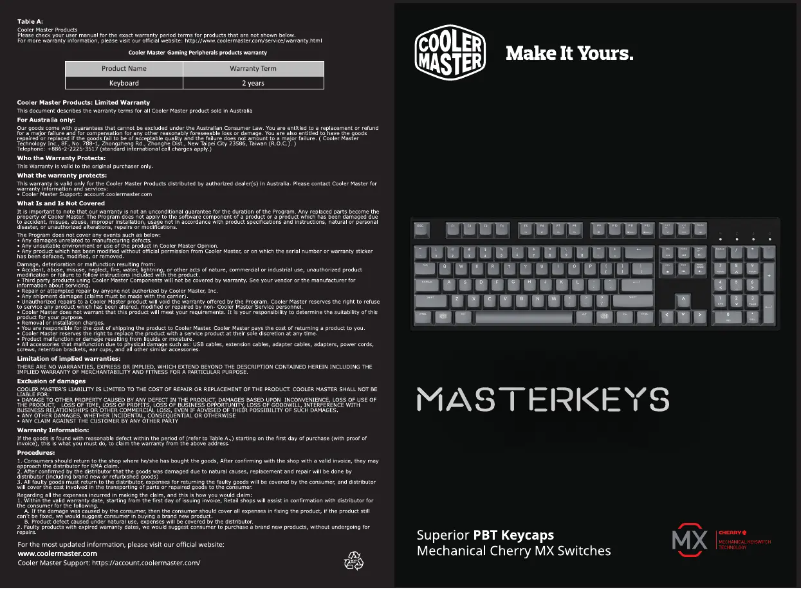 Página 1 del manual Manual de usuario Cooler Master MasterKeys L