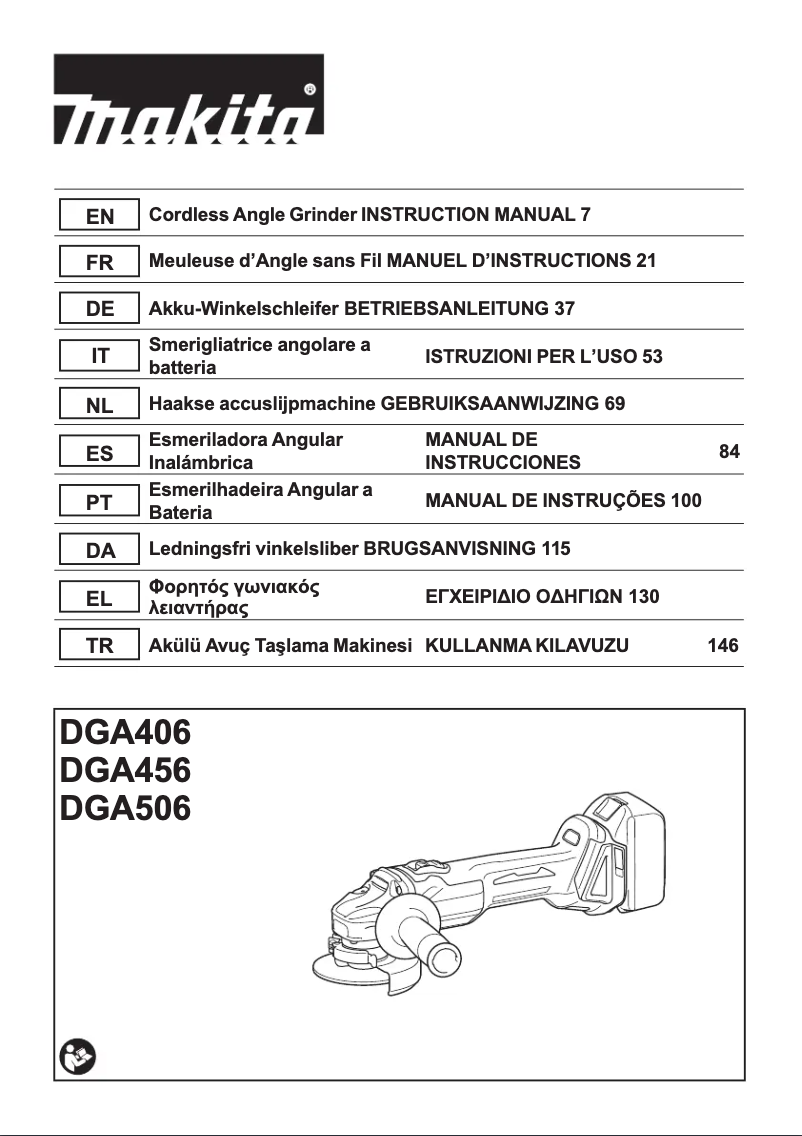 Página 1 del manual Manual de usuario Makita DGA506ZJ
