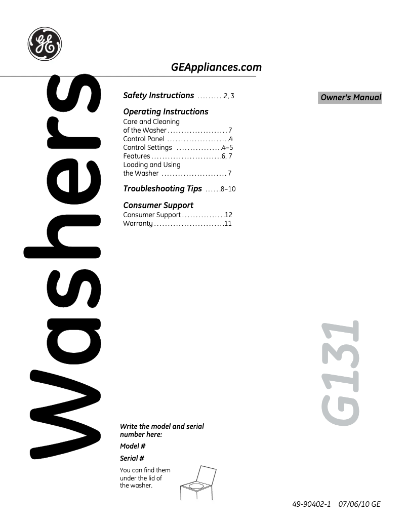 Imagen de la primera página del manual del dispositivo GLWN5050MWS