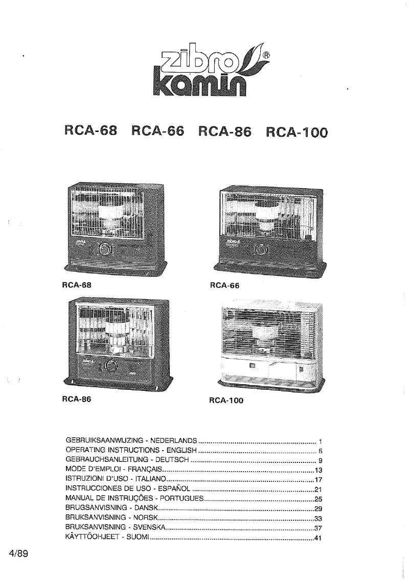 Página 1 del manual Manual de usuario Zibro Kamin RCA-86