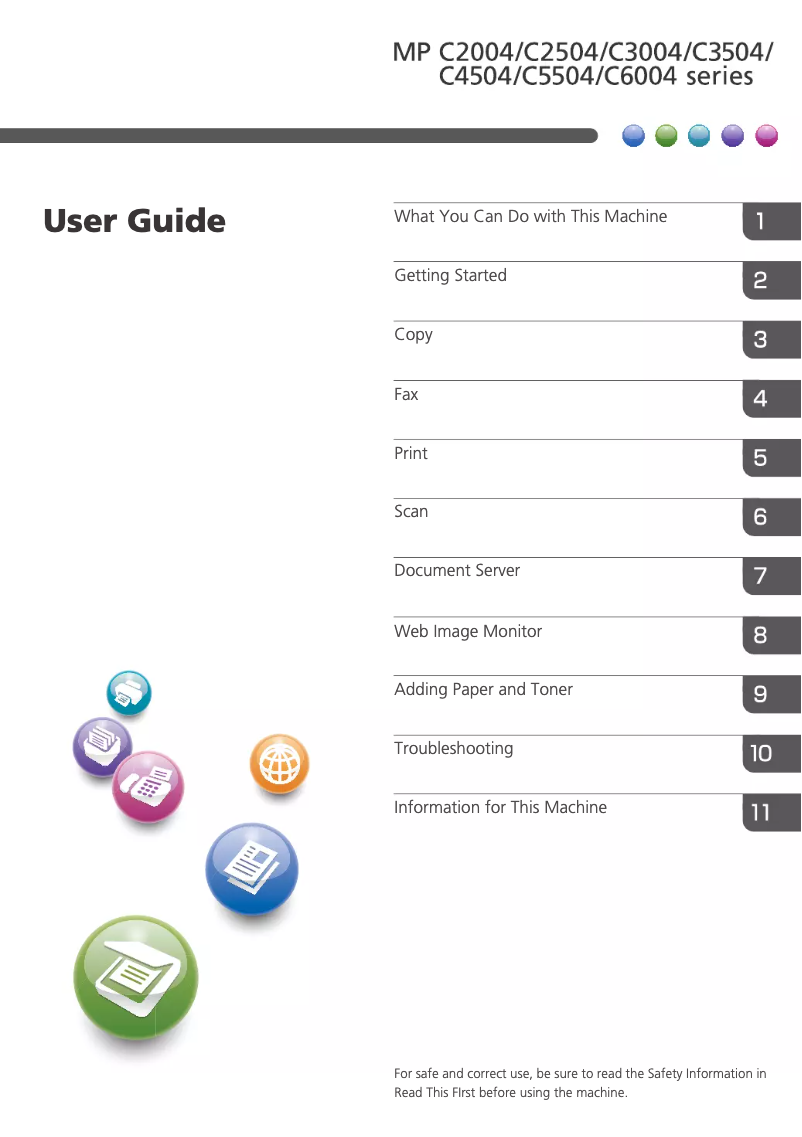 Imagen de la primera página del manual del dispositivo MP C3504