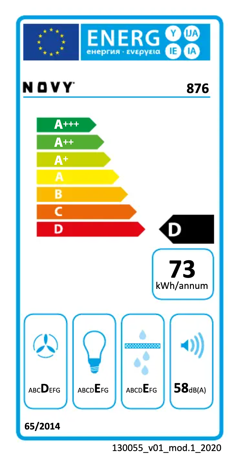 Página 1 del manual Etiqueta energética Novy Glass'line 876