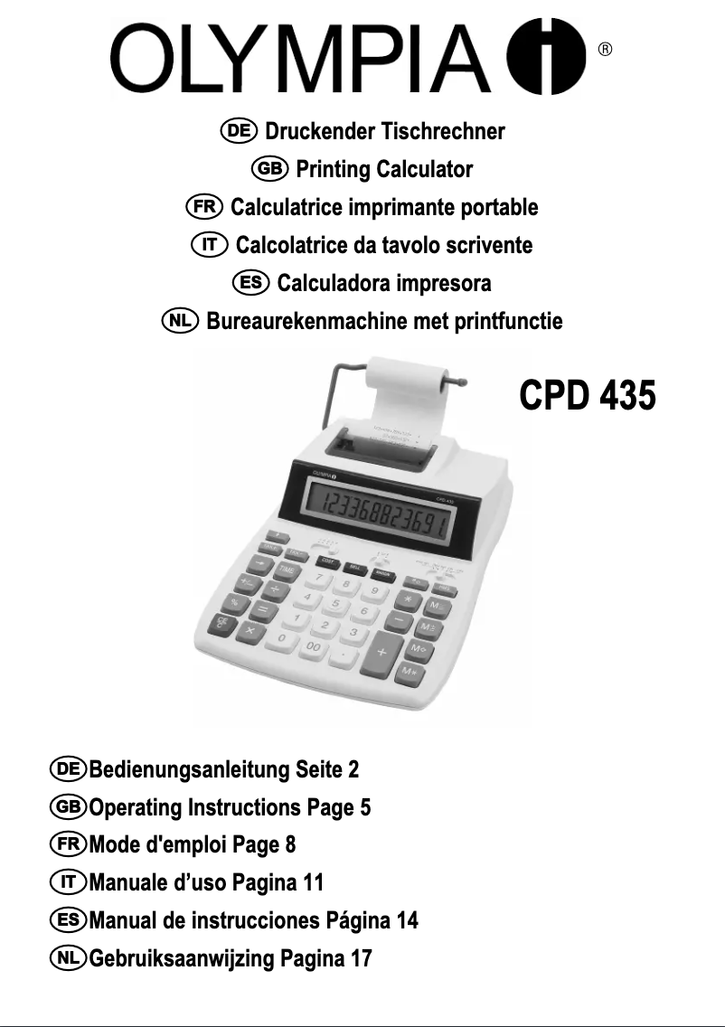 Imagen de la primera página del manual del dispositivo CPD 435