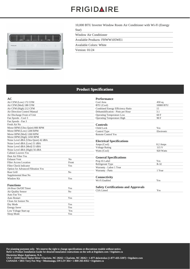 Imagen de la primera página del manual del dispositivo FHWW105WE1