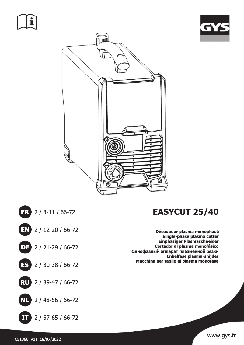 Página 1 del manual Manual de usuario GYS Easycut 40