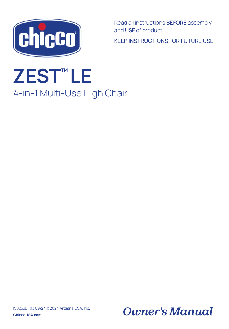 Imagen de la primera página del manual del dispositivo Zest LE