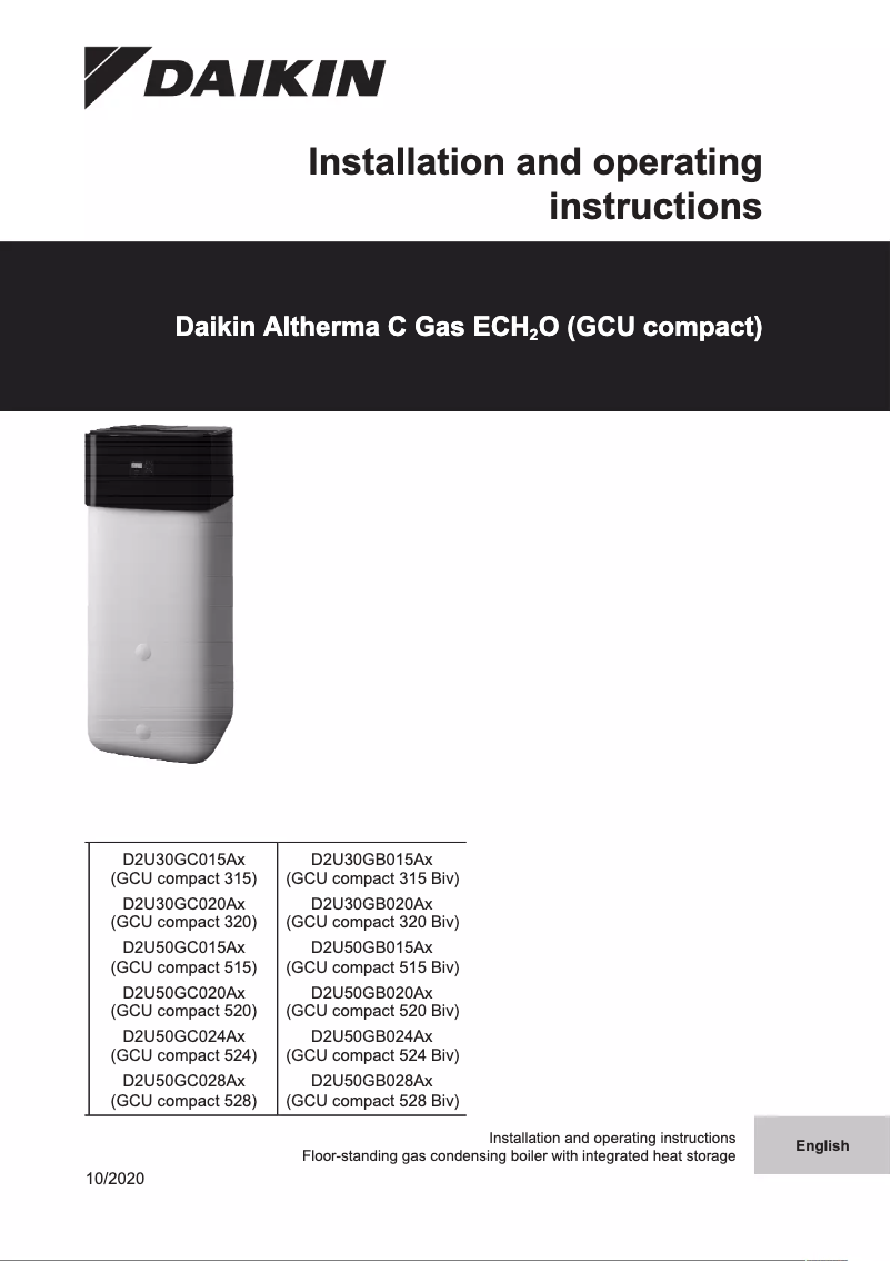 Imagen de la primera página del manual del dispositivo D2U30GC020AA