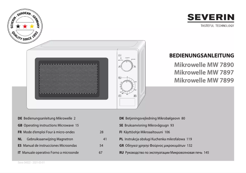 Página 1 del manual Manual de usuario Severin MW 7897