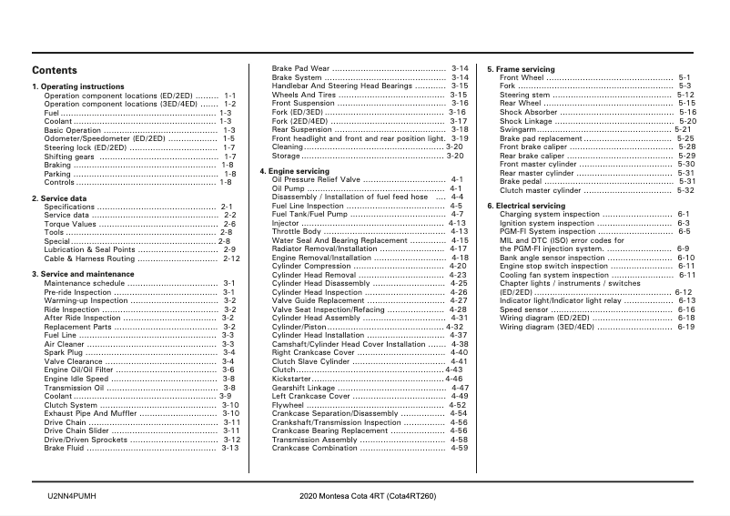 Página nº 1 - Manual de usuario Honda Montesa Cota 4RT260 (2020)