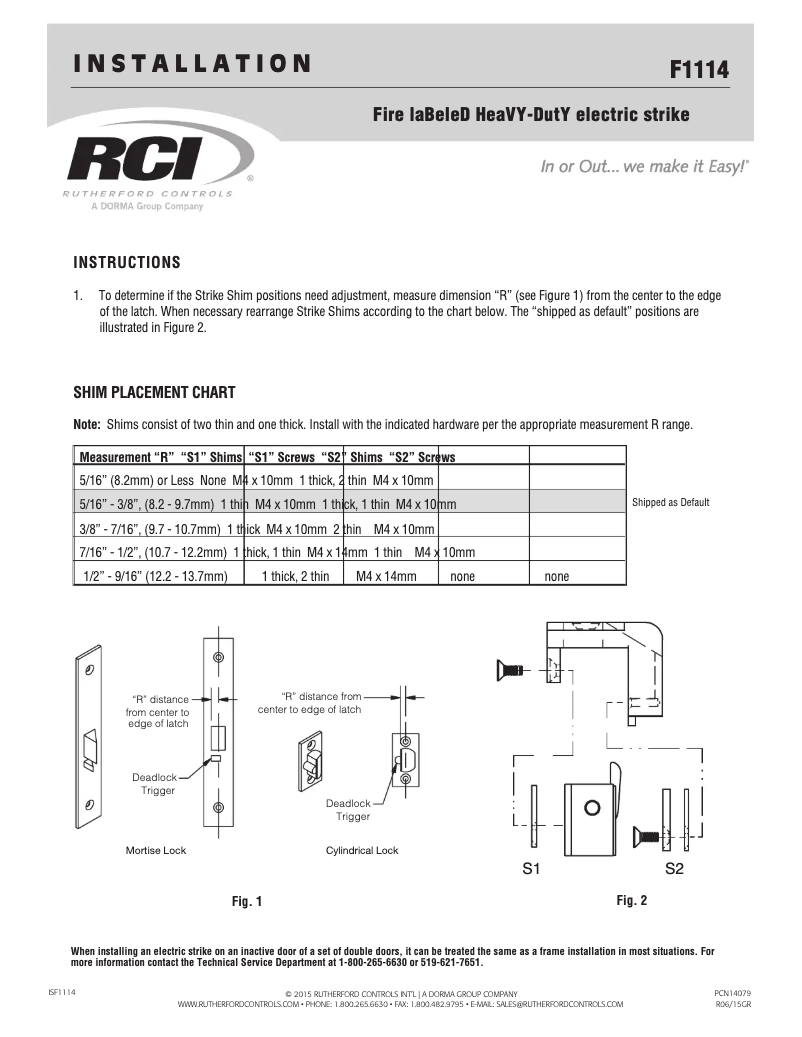 Imagen de la primera página del manual del dispositivo RCI F1114