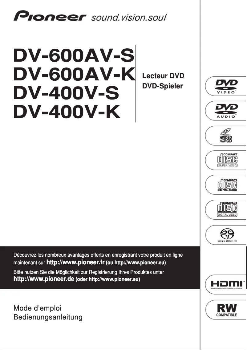 Imagen de la primera página del manual del dispositivo DV-600AV-S