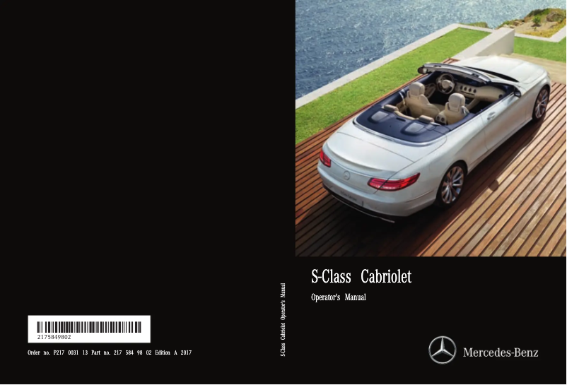 Página 1 del manual Manual de usuario Mercedes-Benz S-Class Cabriolet (2017)
