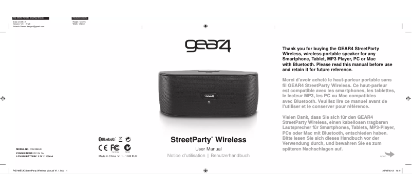 Página nº 1 - Manual de usuario Gear4 PG748PNK