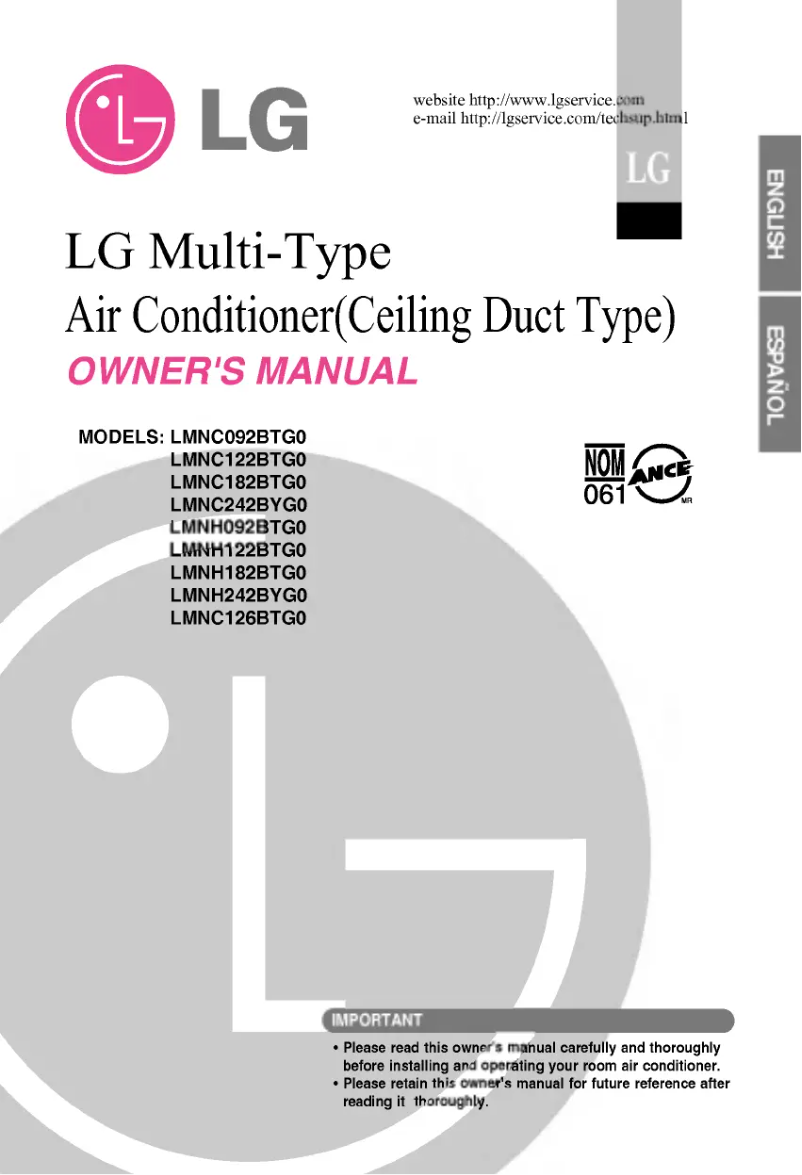 Imagen de la primera página del manual del dispositivo LMNH122BTG0