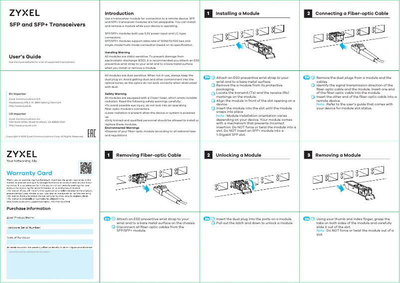Página 1 del manual Manual de usuario ZyXEL SFP10G-SR