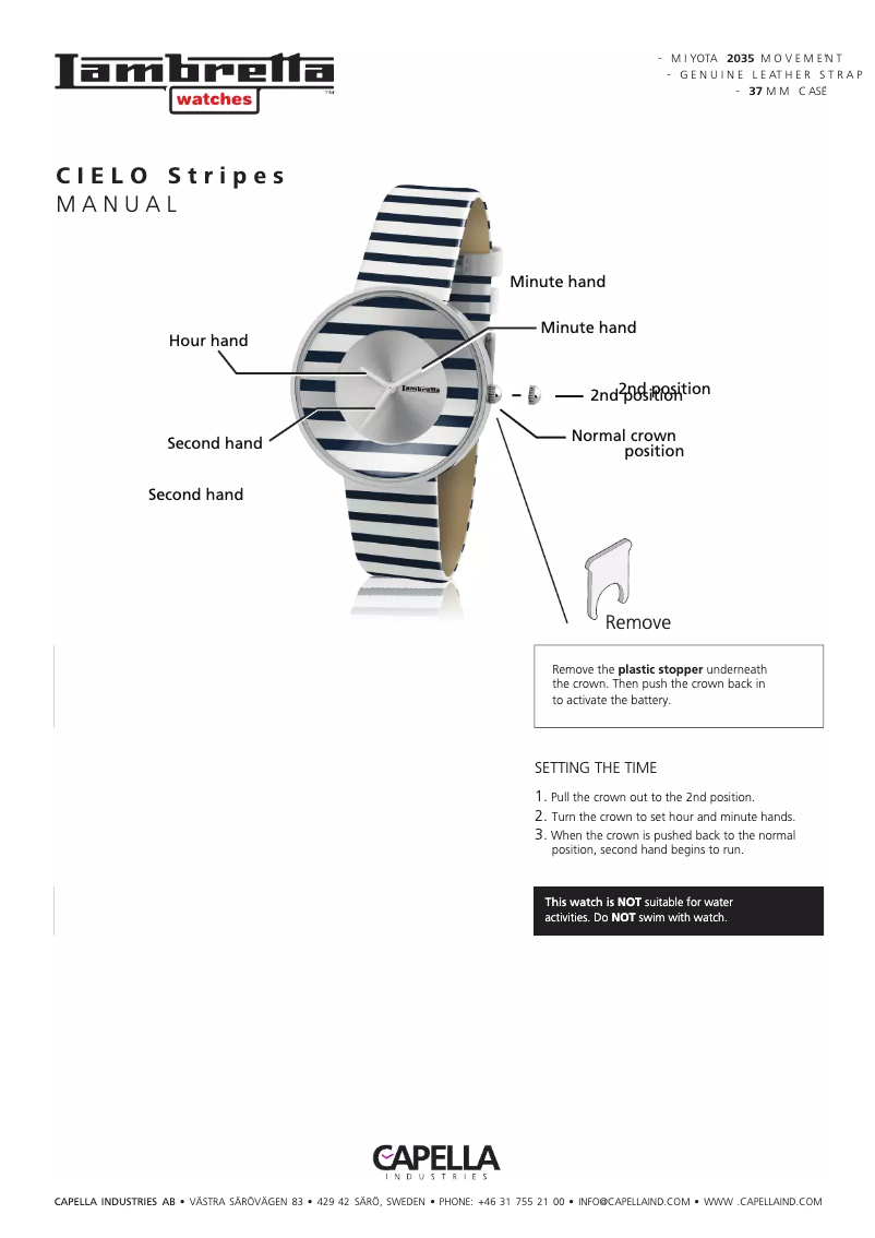 Imagen de la primera página del manual del dispositivo Cielo Stripes