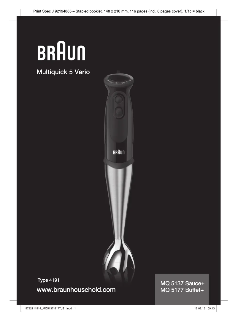 Página nº 1 - Manual de usuario Braun Multiquick 5 Vario MQ 5137 Sauce+