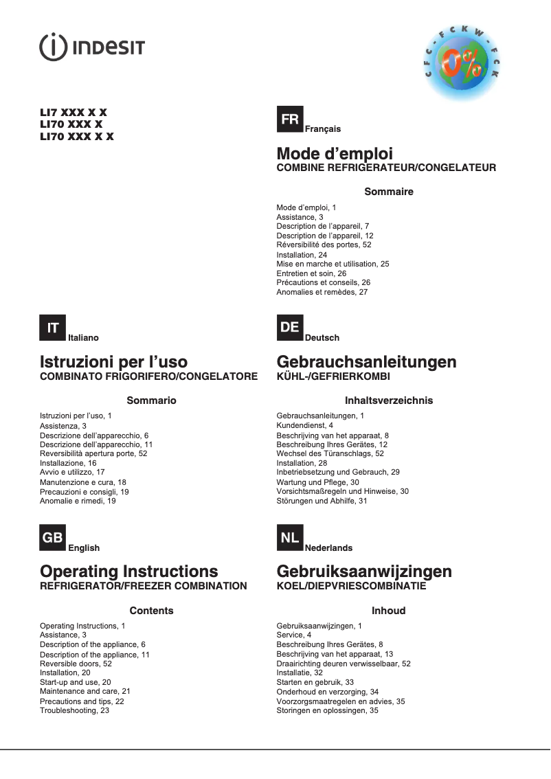 Imagen de la primera página del manual del dispositivo LI70 FF1 W