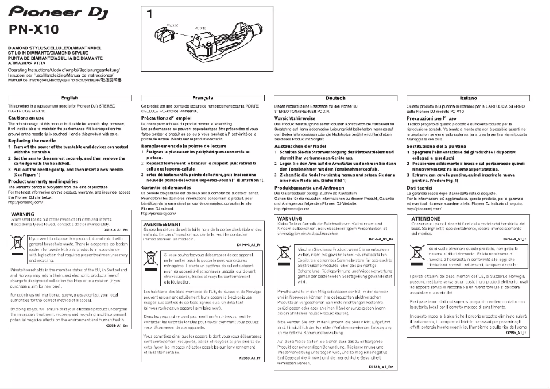 Imagen de la primera página del manual del dispositivo PN-X10