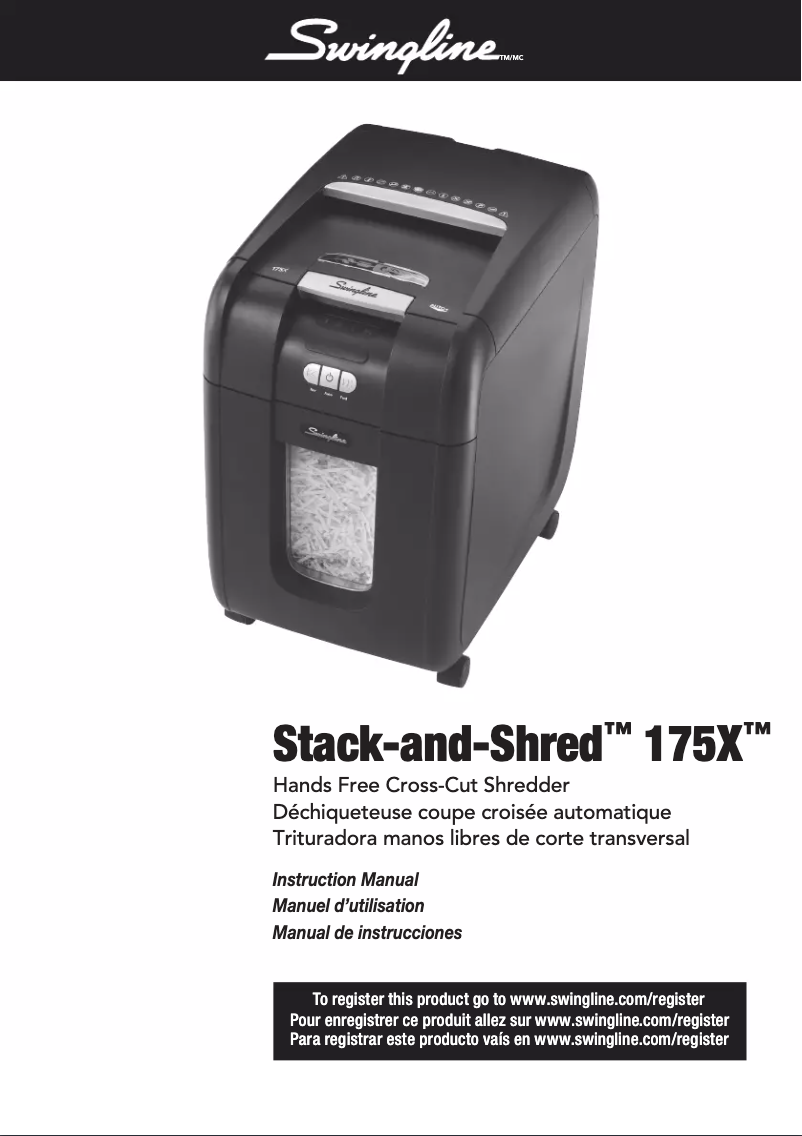 Imagen de la primera página del manual del dispositivo Stack-and-Shred 175X
