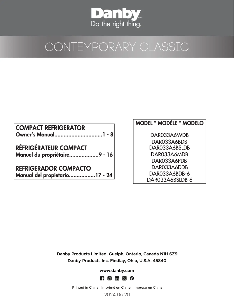 Página 1 del manual Manual de usuario Danby DAR033A6BSLDB-6