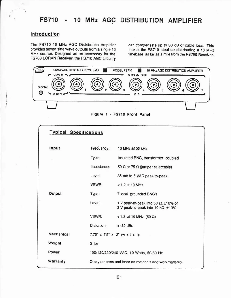 Imagen de la primera página del manual del dispositivo FS710